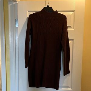 Brown mock neck sweater dress